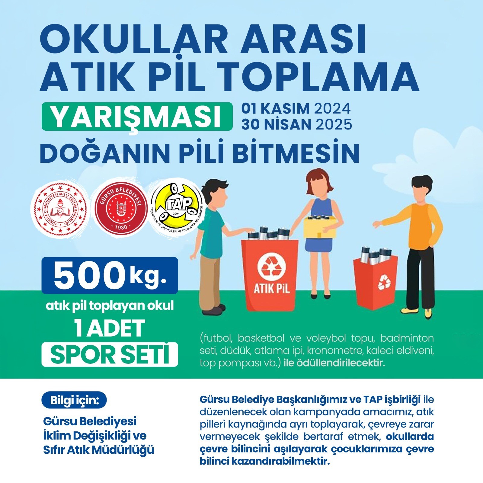 Gürsu’nun Okullarında Atık Pil Kampanyası
